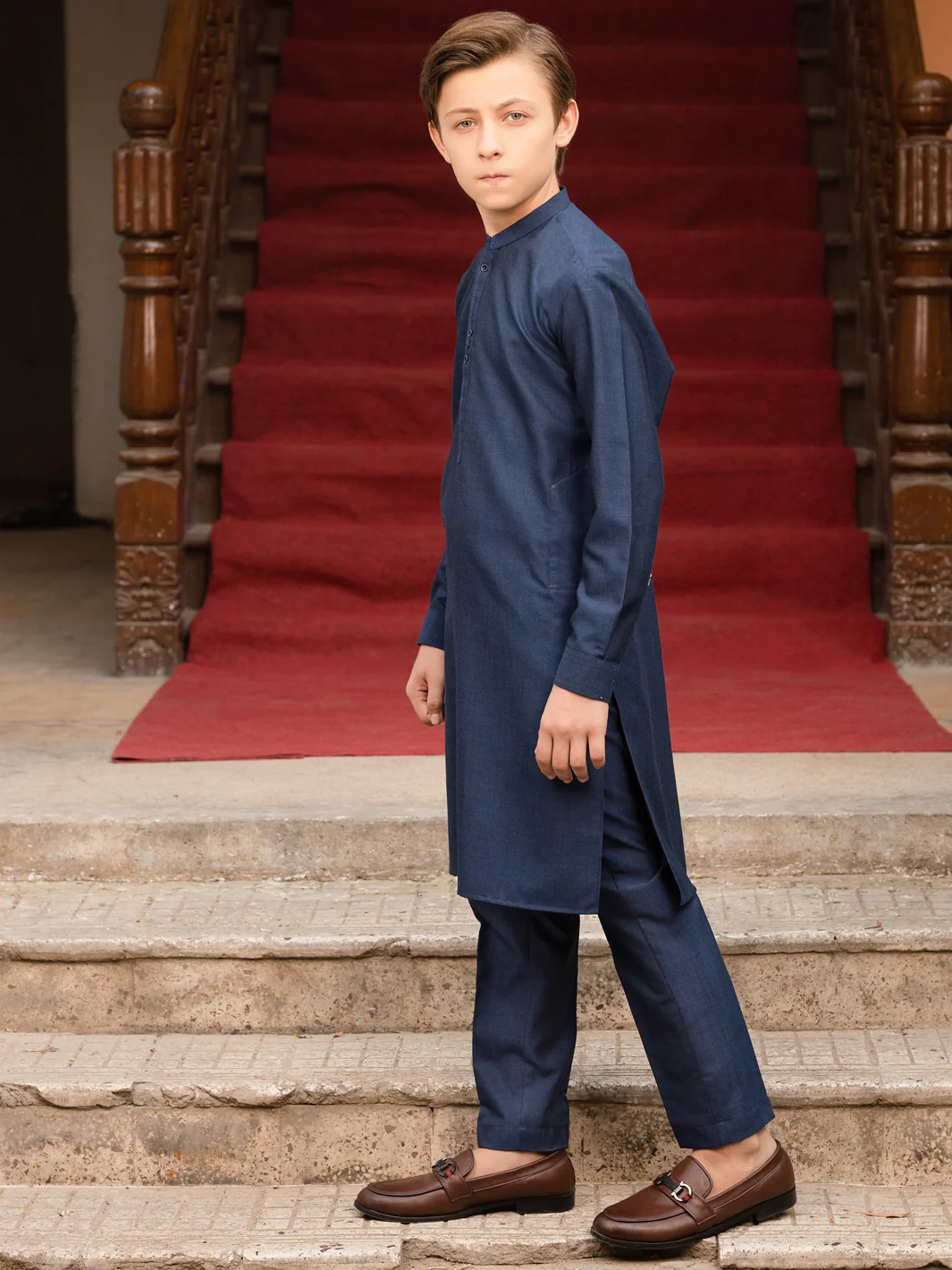 Dark Blue Blended Kurta Trouser - ALT-KT-050 - Image 2