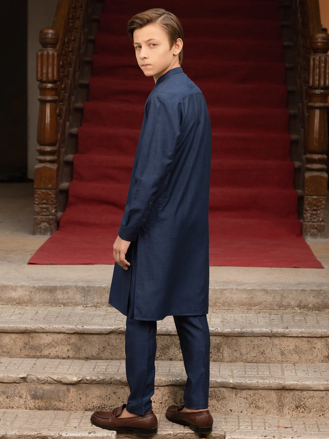 Dark Blue Blended Kurta Trouser - ALT-KT-050 - Image 4
