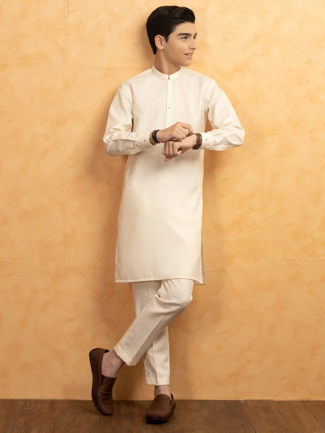 Cream Blended Kurta Trouser - ALT-KT-051