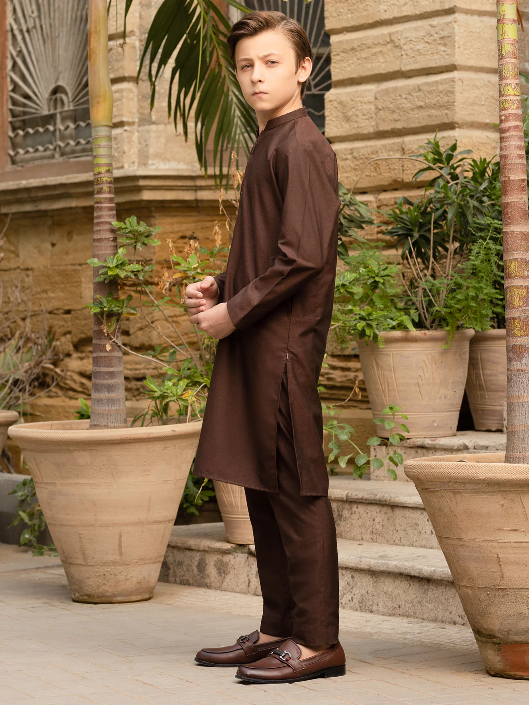 Dark Brown Blended Kurta Trouser - ALT-KT-052 - Image 3
