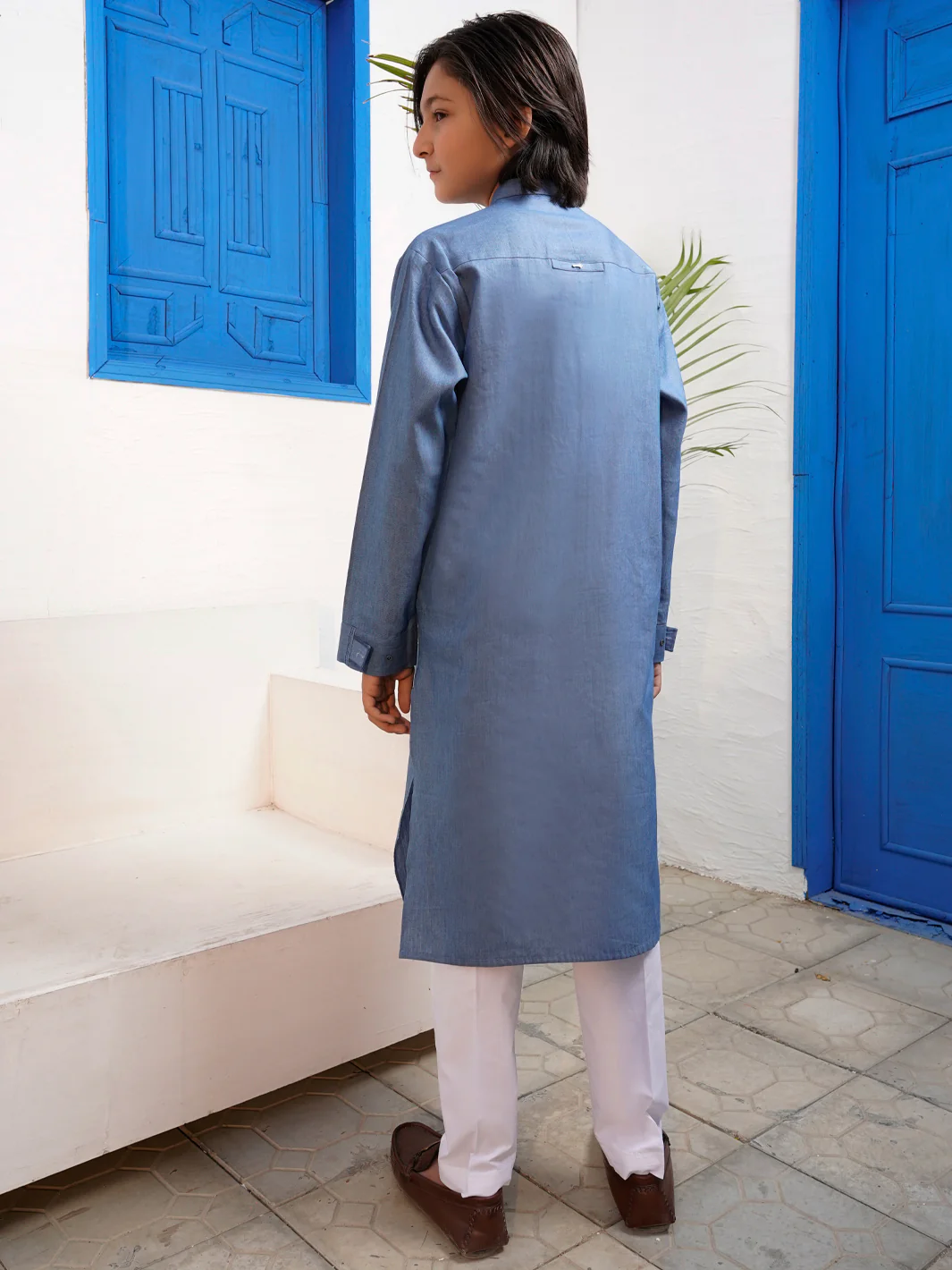Denim Blue Blended Kurta Trouser - ALT-KT-065 - Image 2