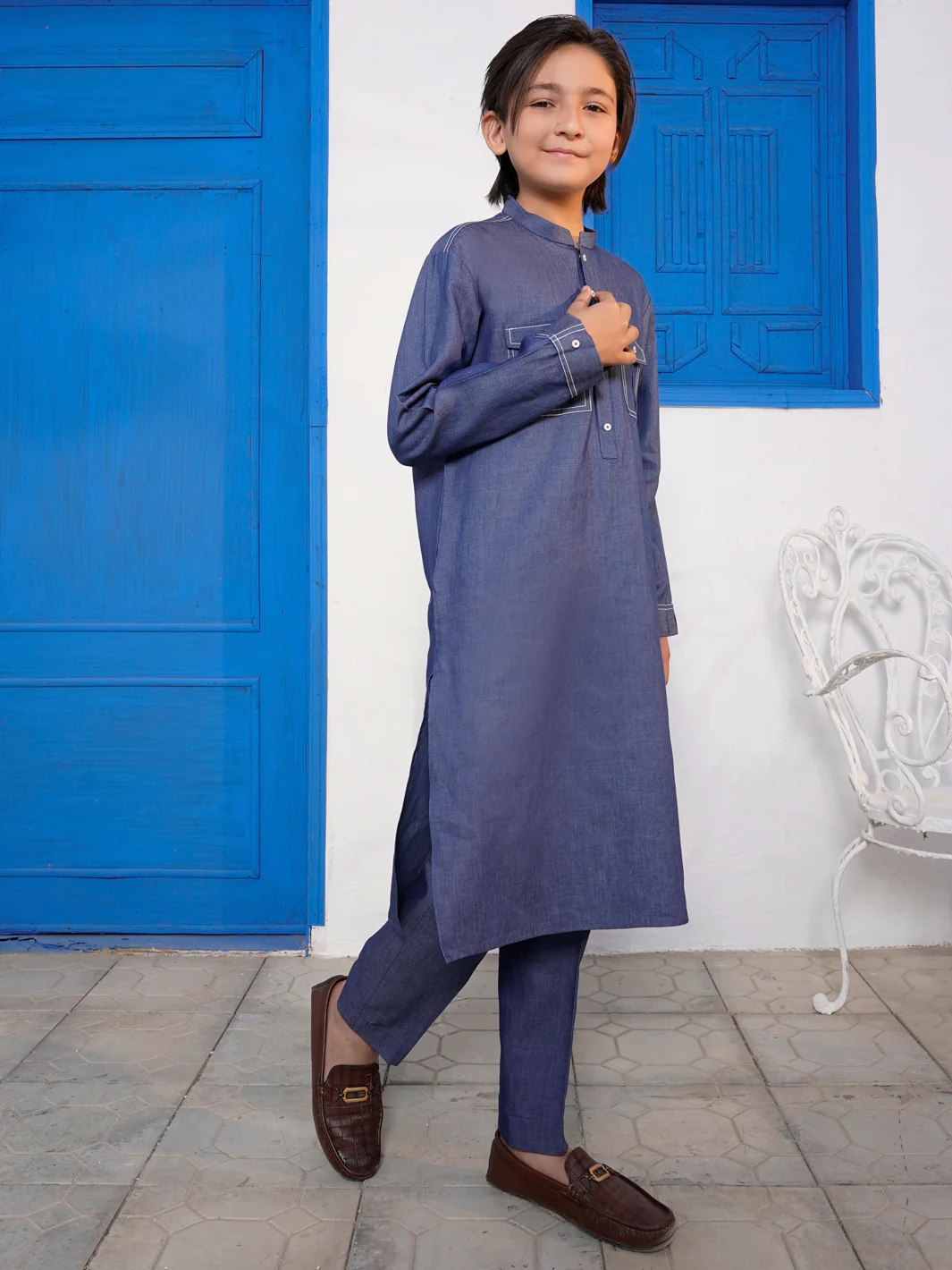 Blue Blended Kurta Trouser - ALT-KT-066 - Image 4