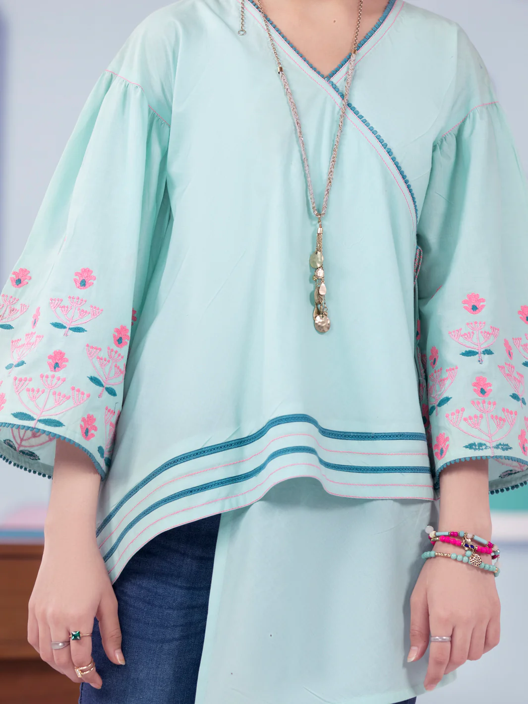 Ferozi Cambric Kurti - ALT-LK-1010 - Image 3