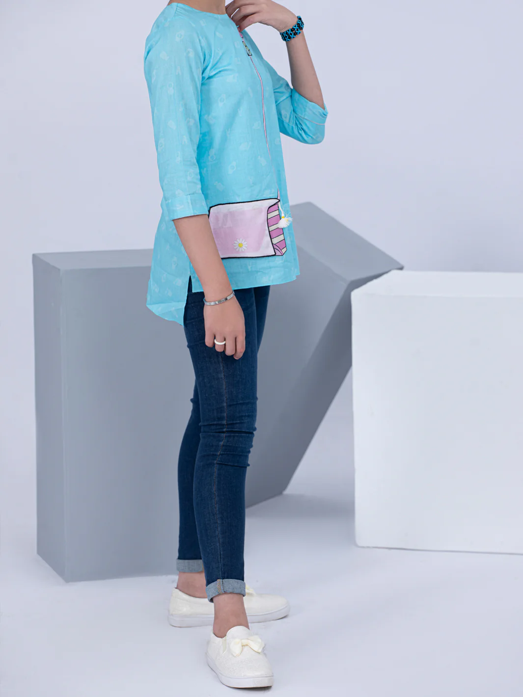 Ice Blue Lawn Kurti - ALT-LK-1040 - Image 2