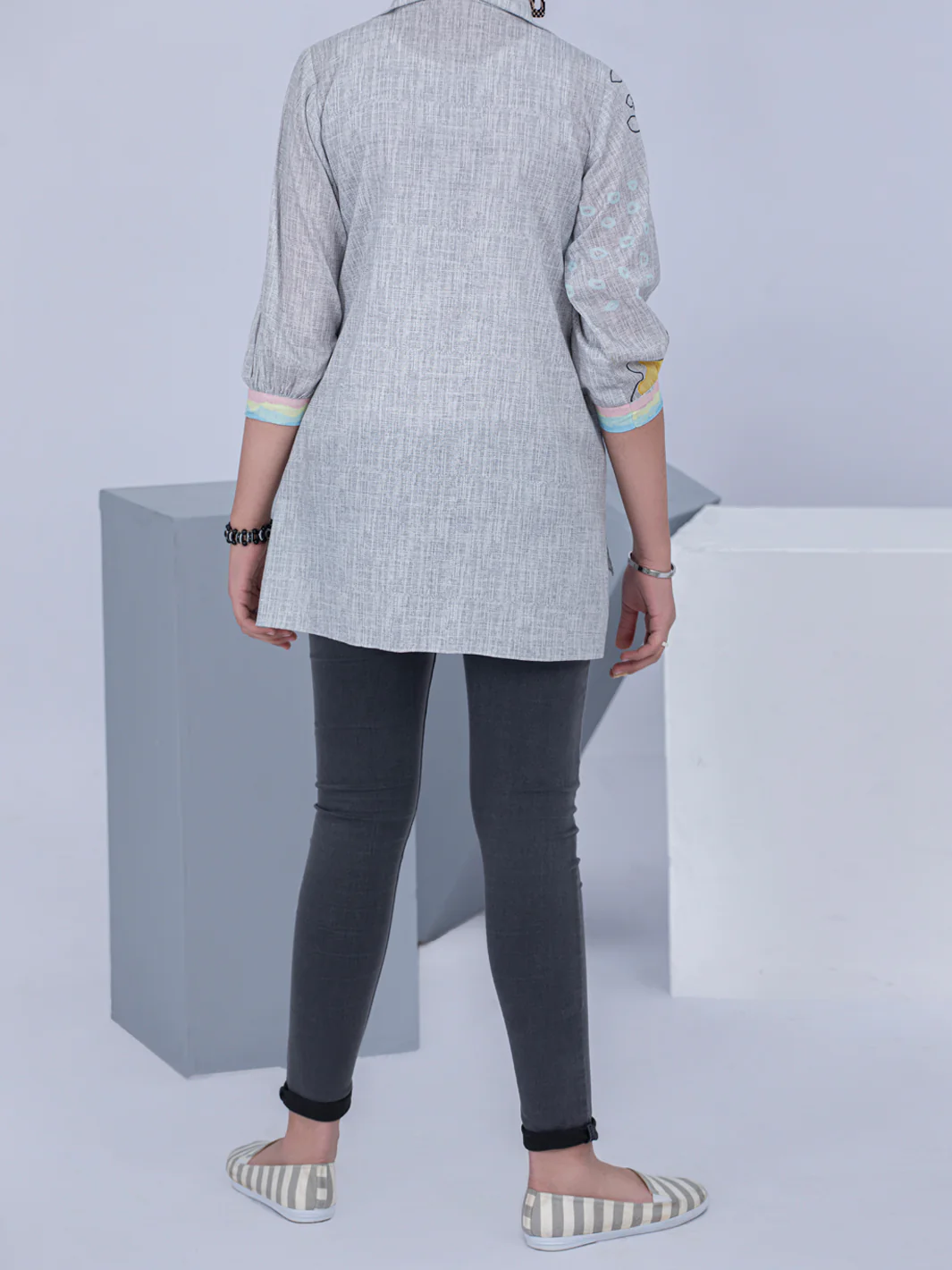 Grey Lawn Kurti - ALT-LK-1043 - Image 3