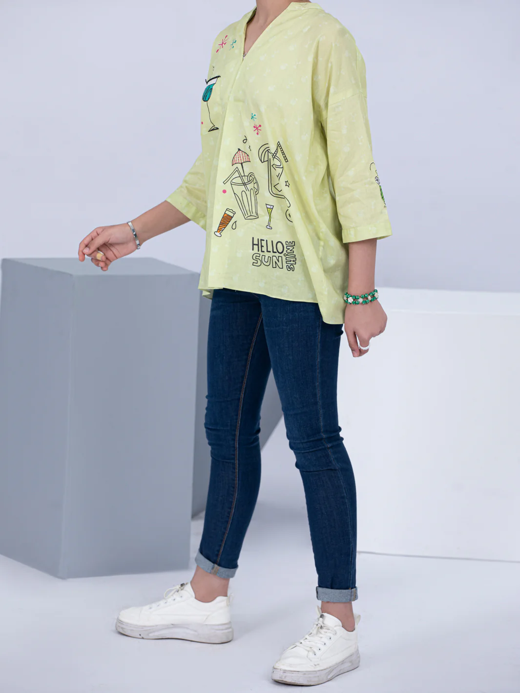 Lemon Lawn Kurti - ALT-LK-1045 - Image 2