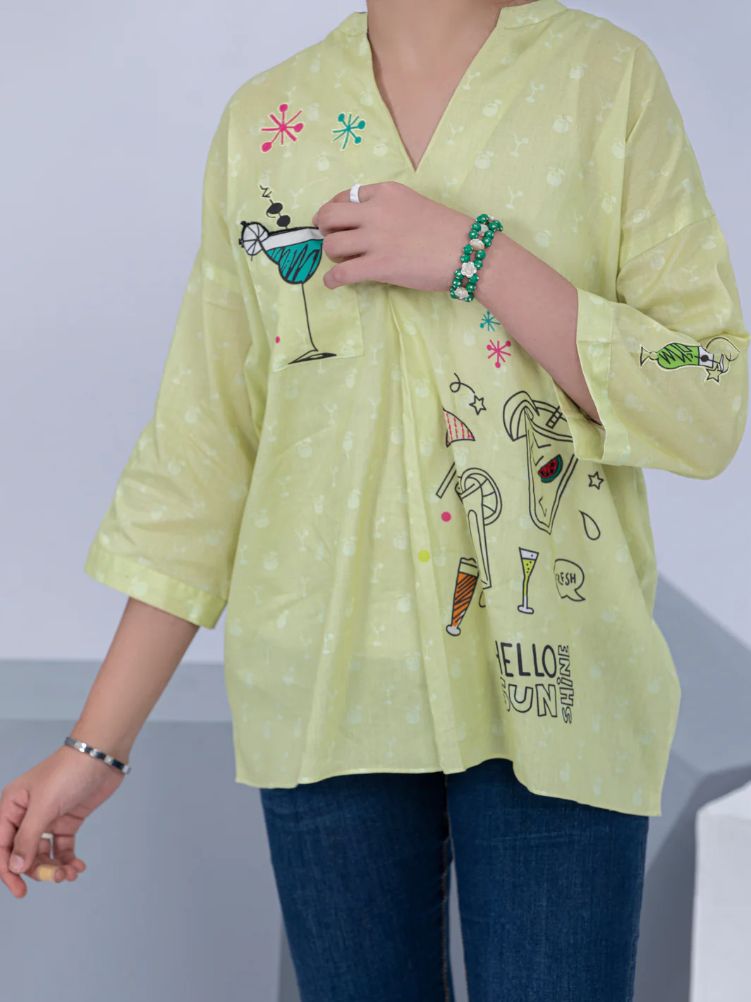 Lemon Lawn Kurti - ALT-LK-1045 - Image 3