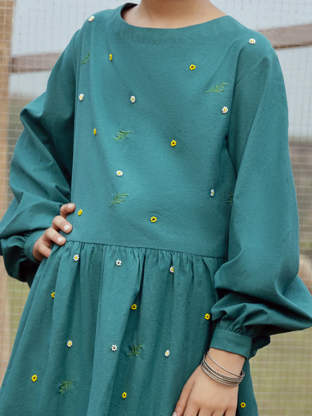 Teal Karandi Kurti - ALT-LK-1062 - Image 3