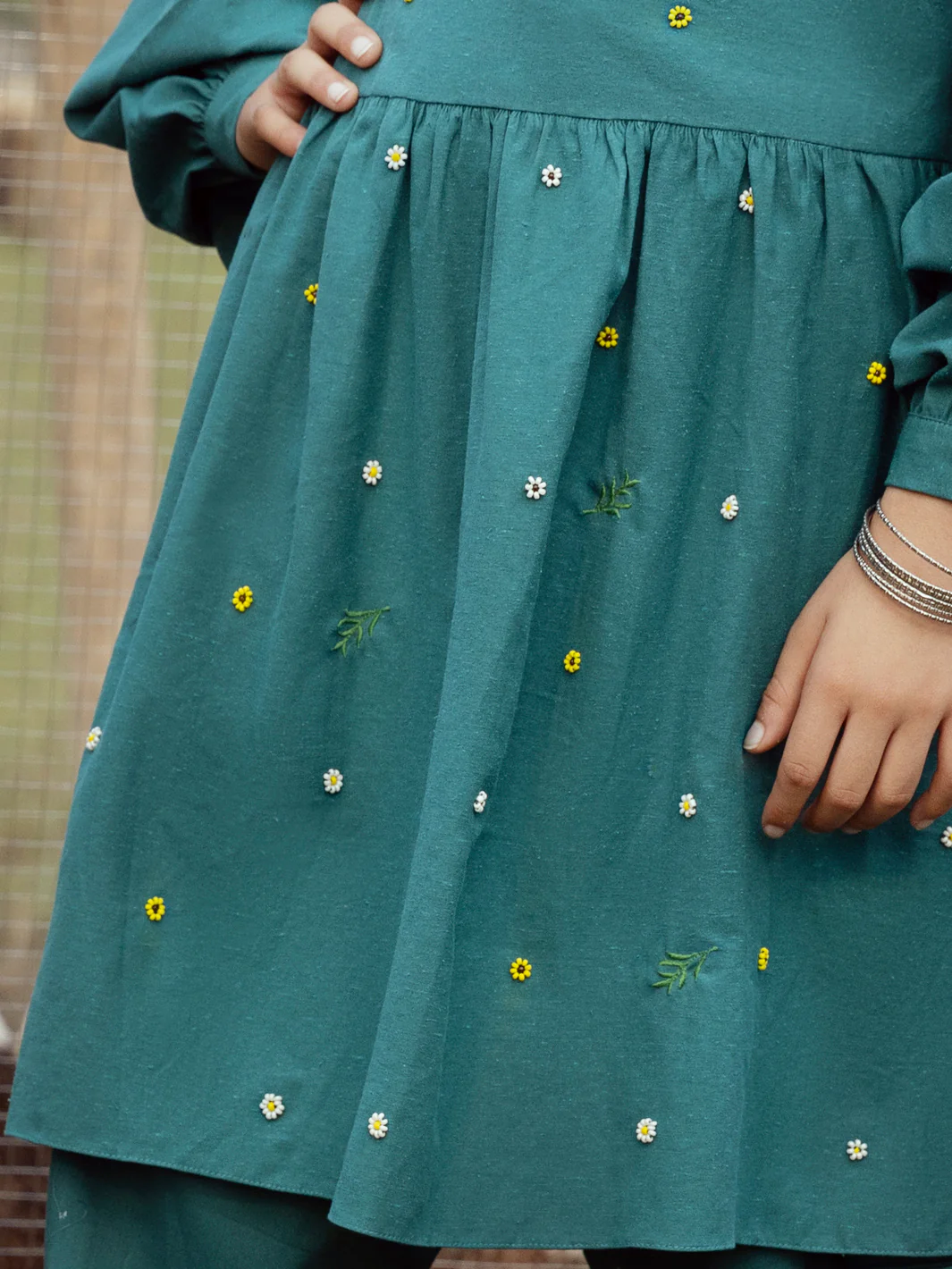 Teal Karandi Kurti - ALT-LK-1062 - Image 4