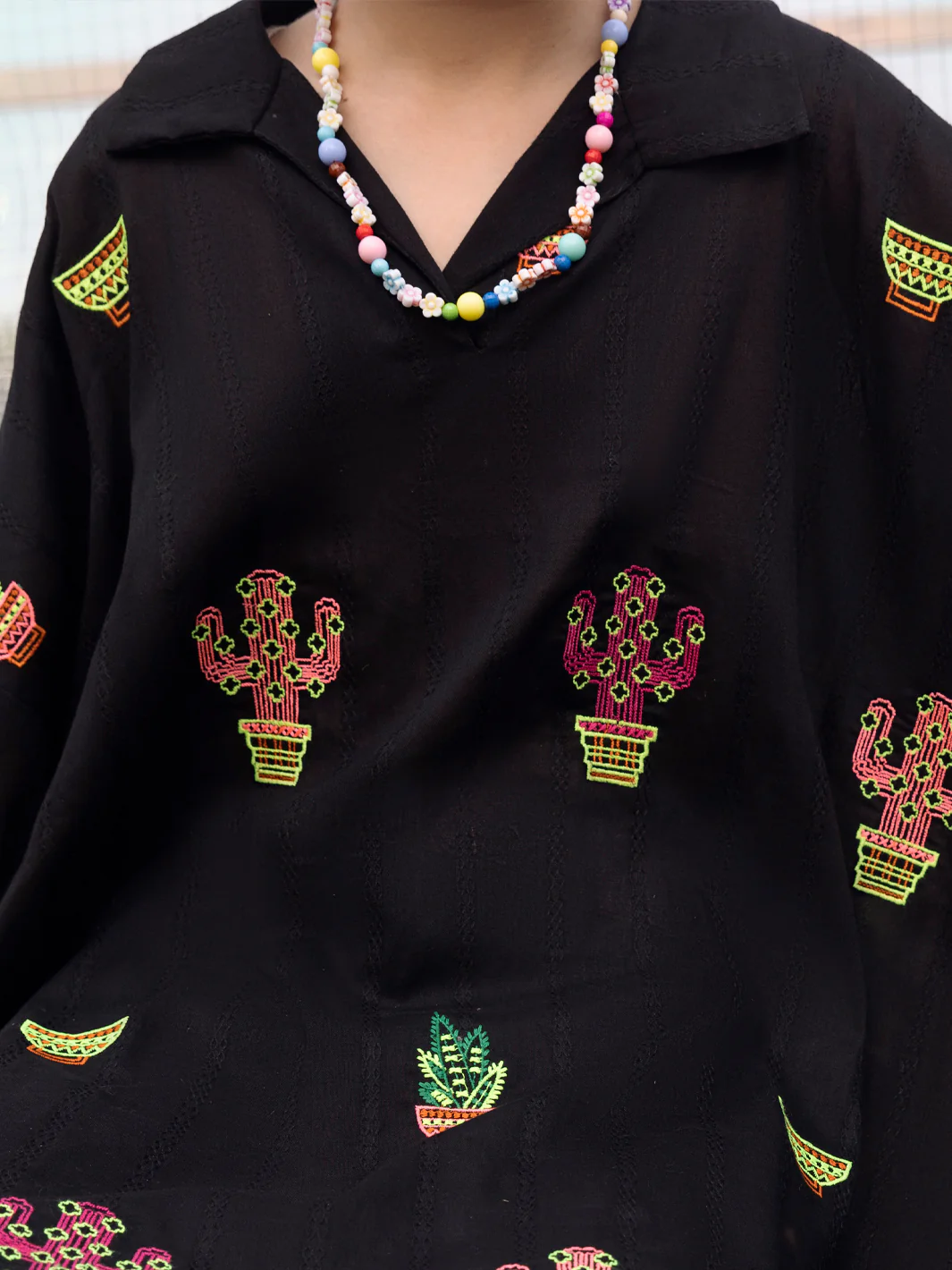 Black Cotton Kurti - ALT-LK-1063 - Image 4