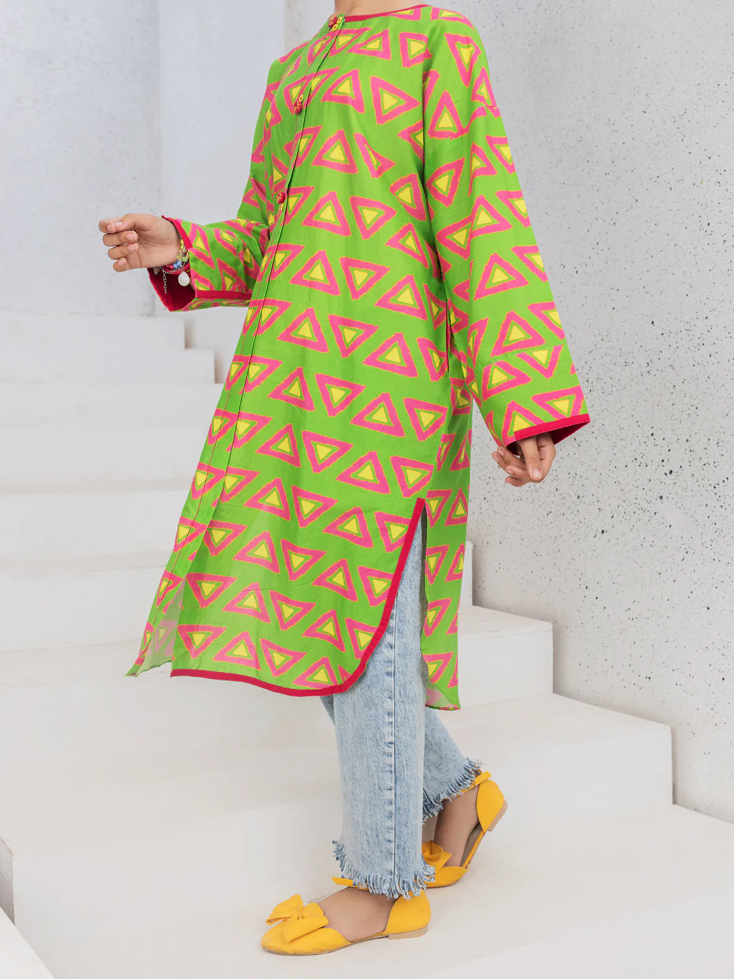 Green Cambric Kurti - ALT-LK-1084 - Image 4