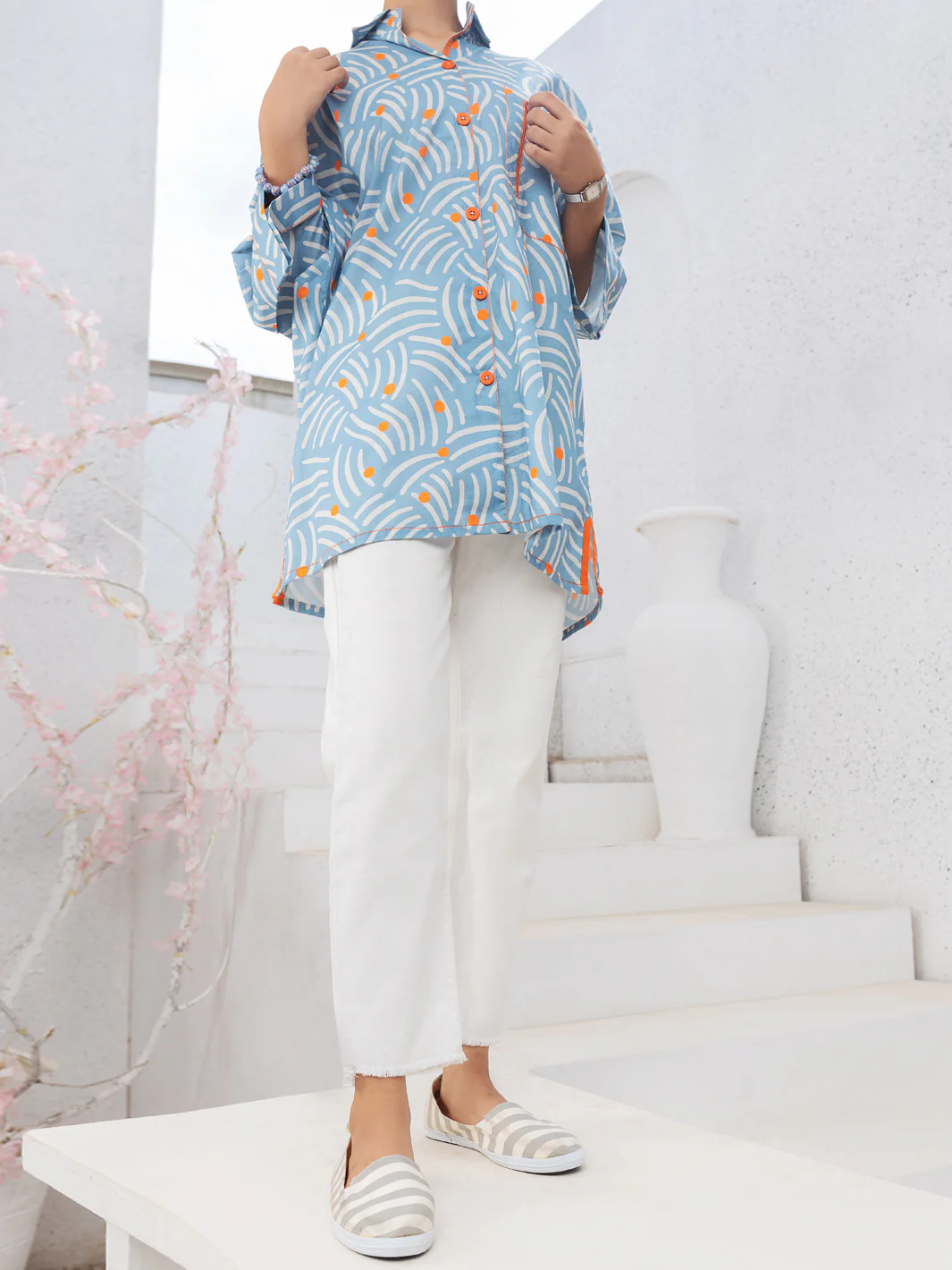 Aqua Blue Cambric Kurti - ALT-LK-1086