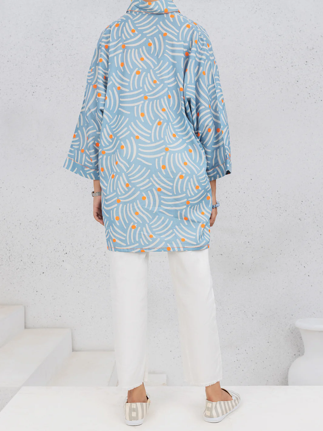 Aqua Blue Cambric Kurti - ALT-LK-1086 - Image 2