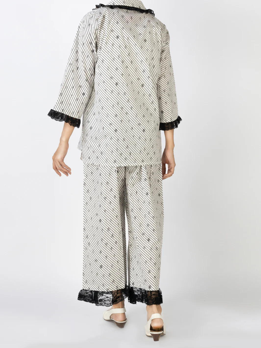 Black & White Cotton 2 Piece Stitched Nightwear - ALT-LKS-NW-1005 - Image 2