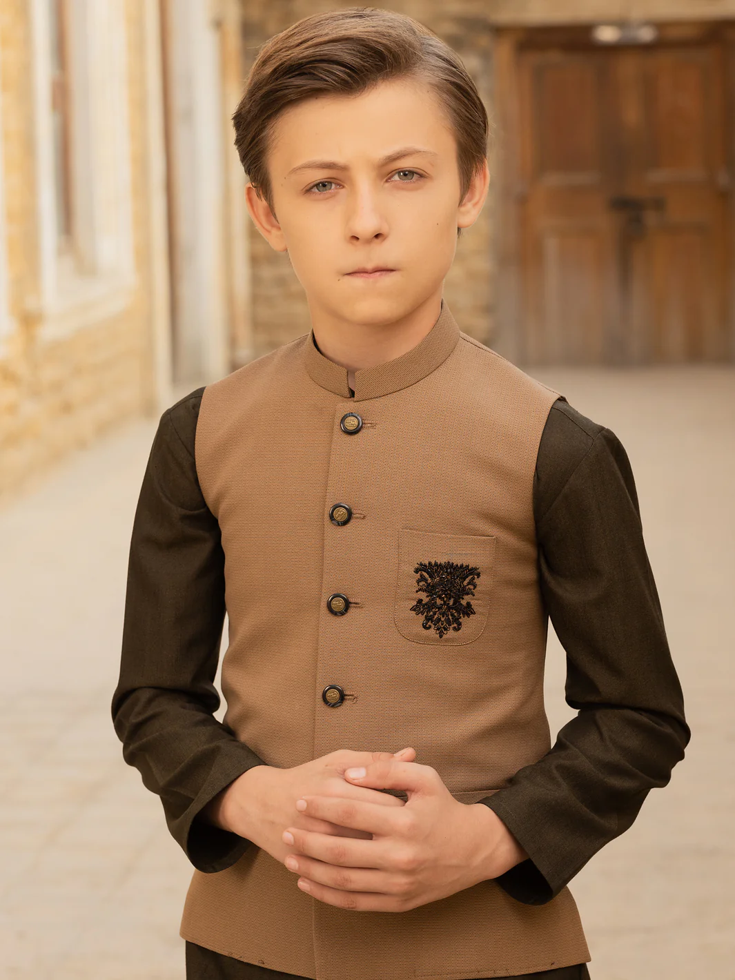 Brown Blended Boy Waistcoat - ALT-WC-010A - Image 2