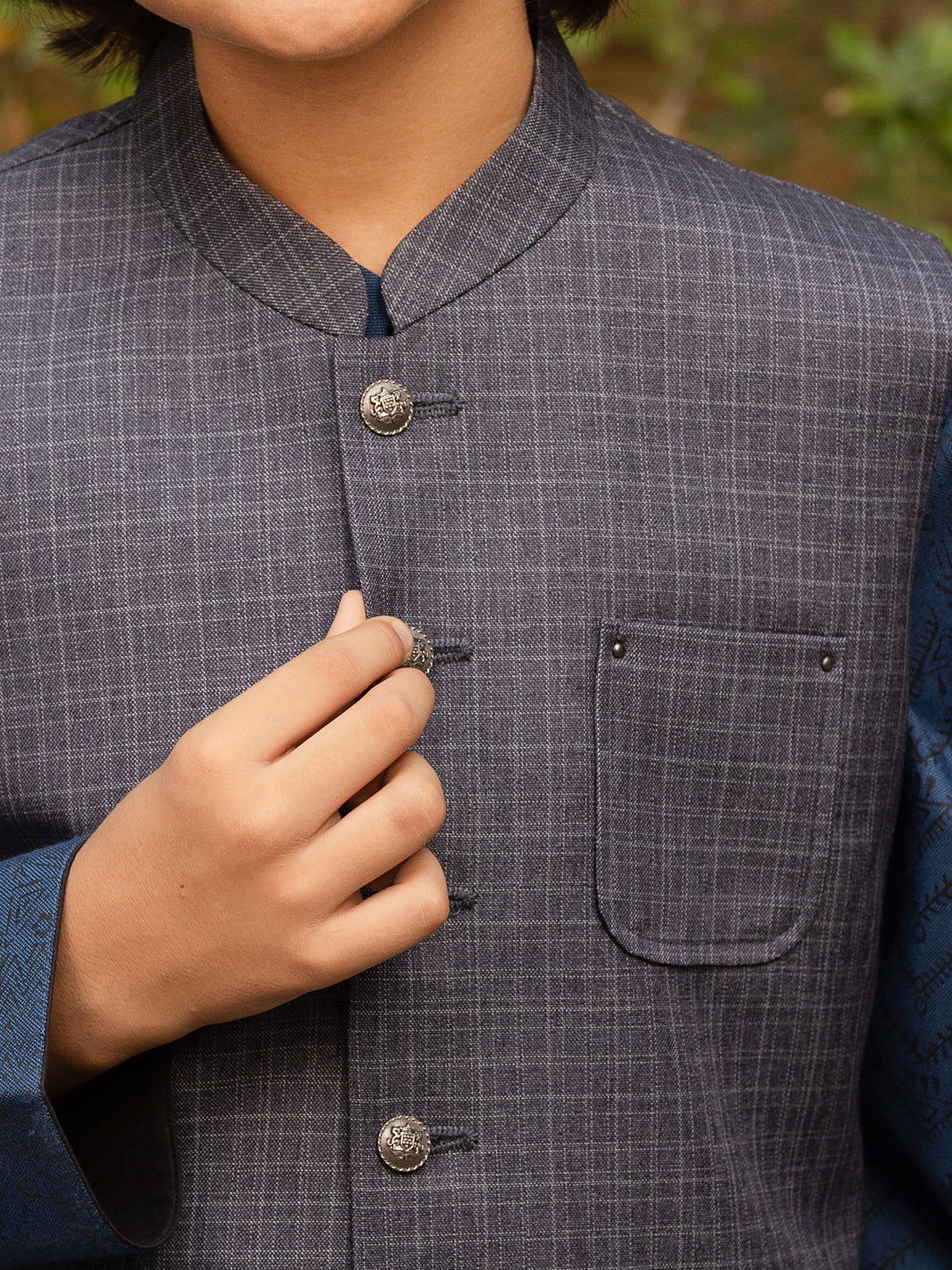 Blue-Grey Blended Boy Waistcoat - ALT-WC-011B - Image 3