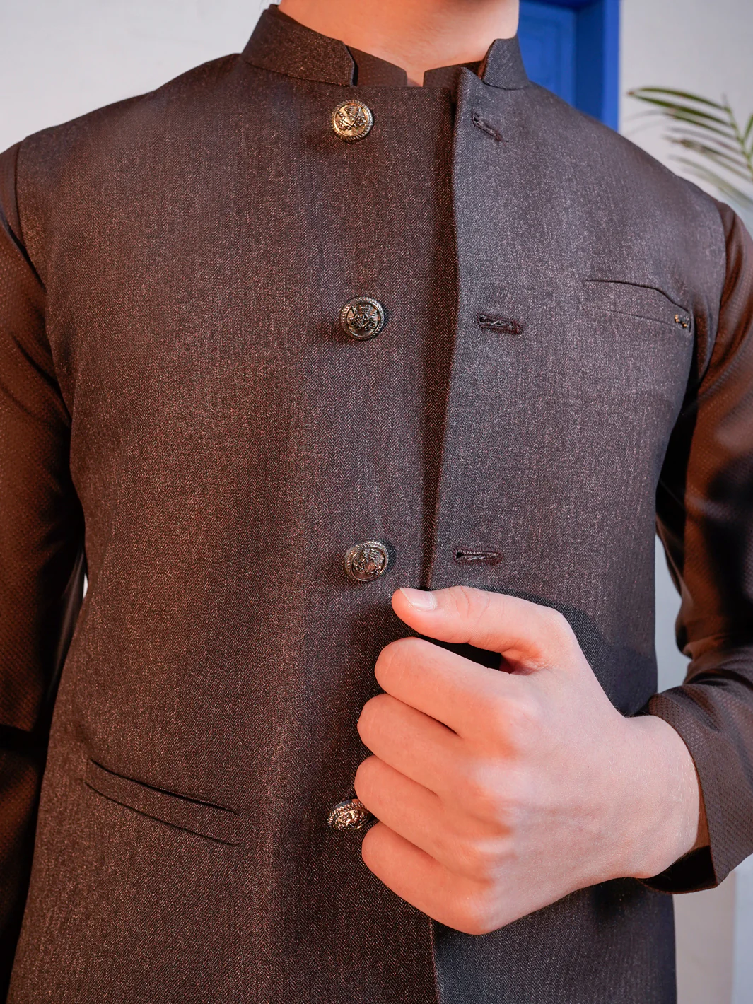 Dark Brown Blended Waistcoat - ALT-WC-014 - Image 2