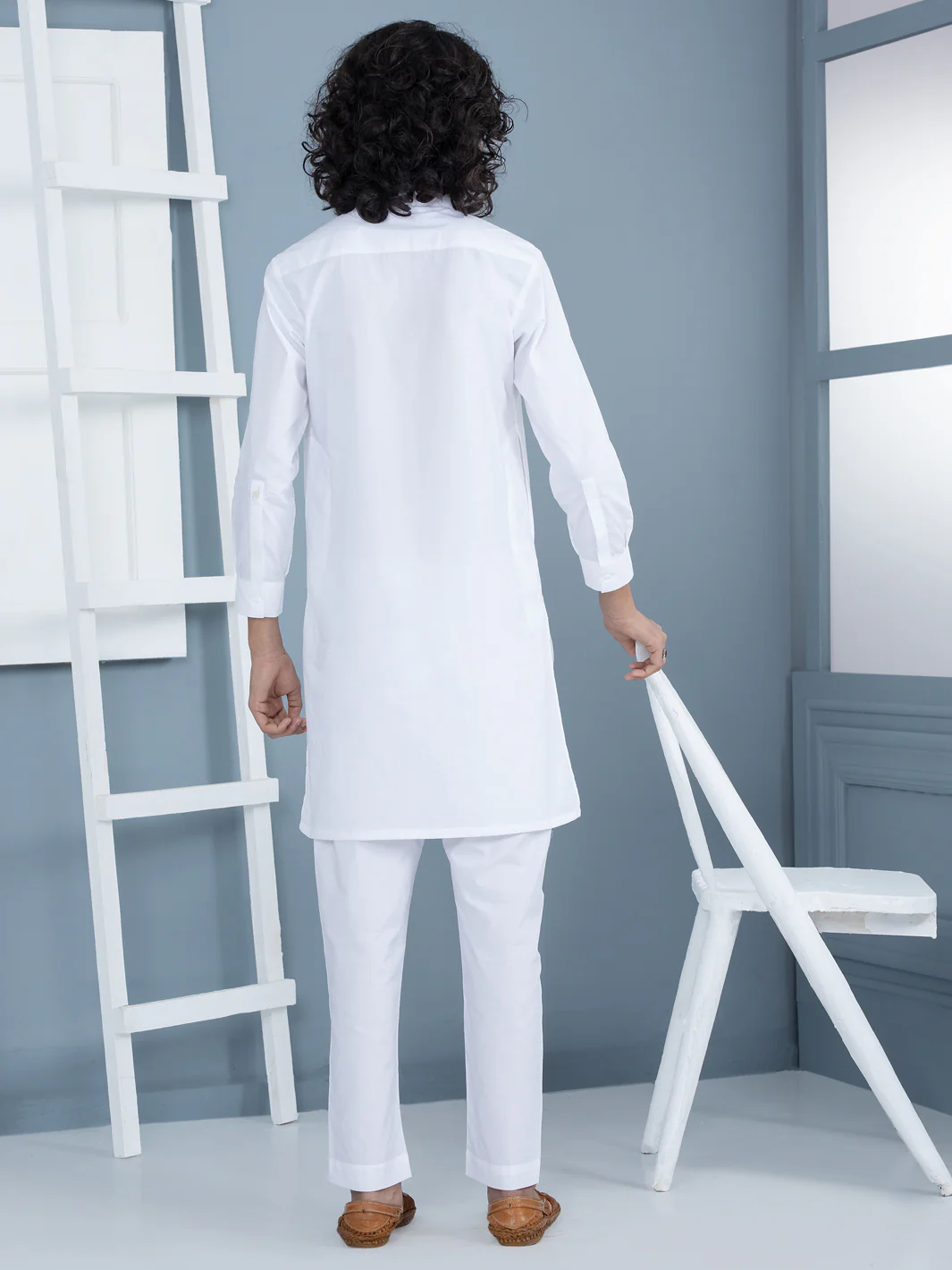 White Cotton Kurta Trouser - ALTBQ-KT-001-R2 - Image 3