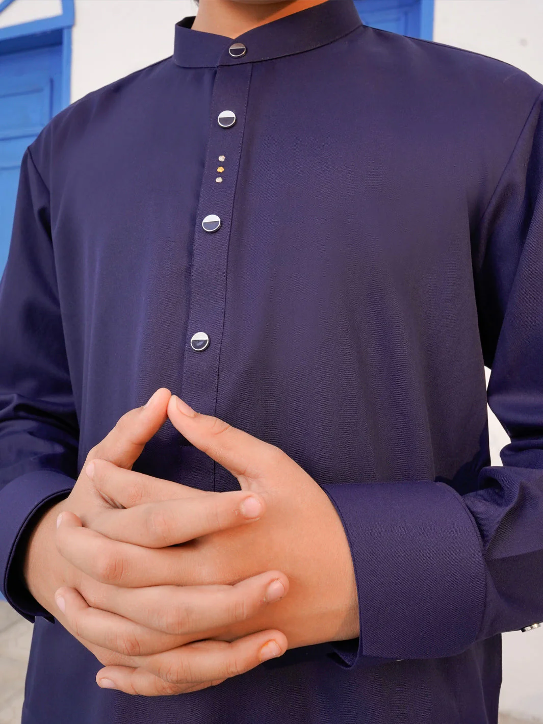 Midnight Blue Blended Kameez Shalwar - ALTET-KS-003-R2 - Image 2
