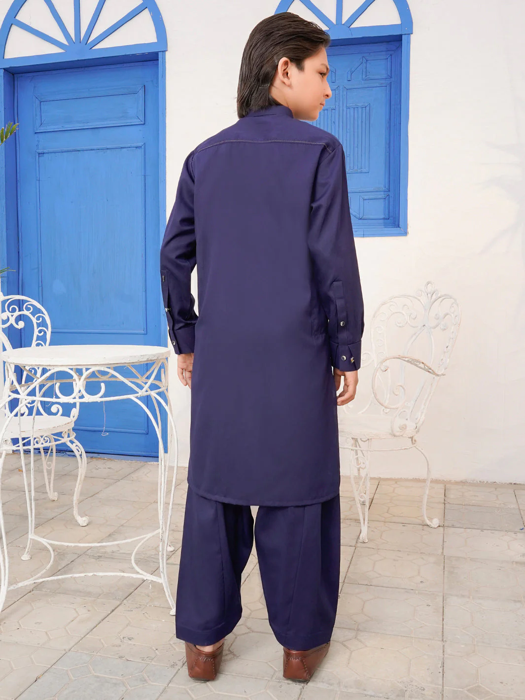 Midnight Blue Blended Kameez Shalwar - ALTET-KS-003-R2 - Image 3