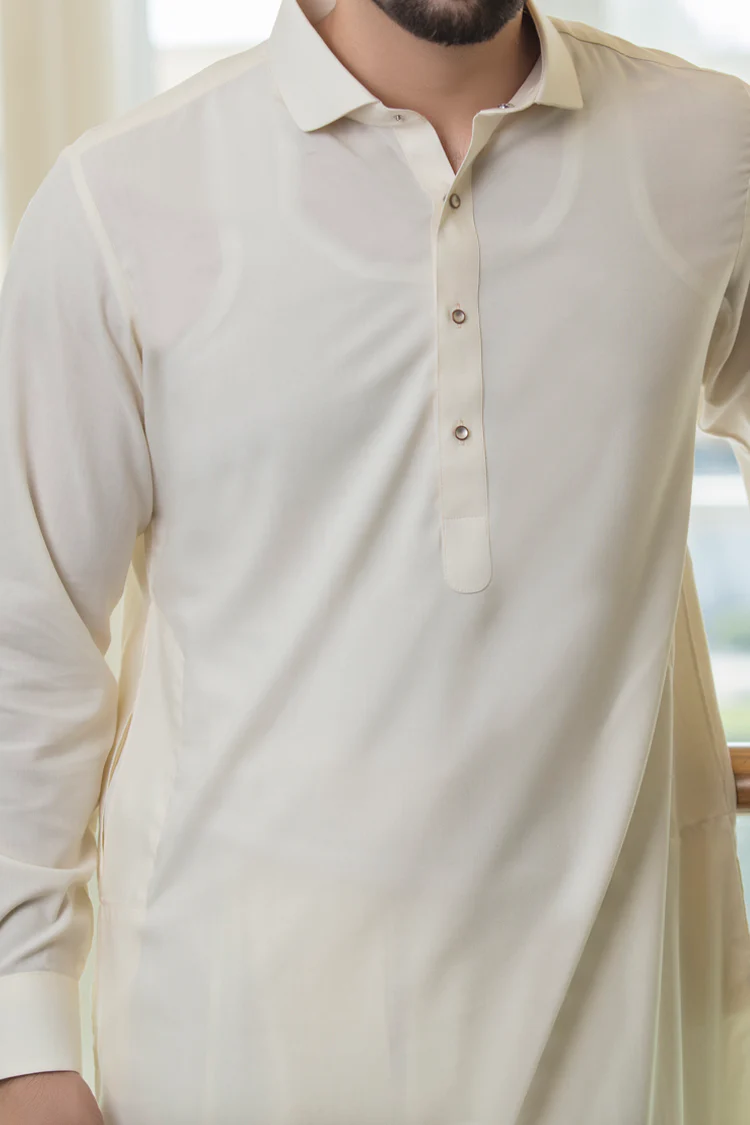 Cream Kameez Shalwar - ALWA-KS-065 - Image 2