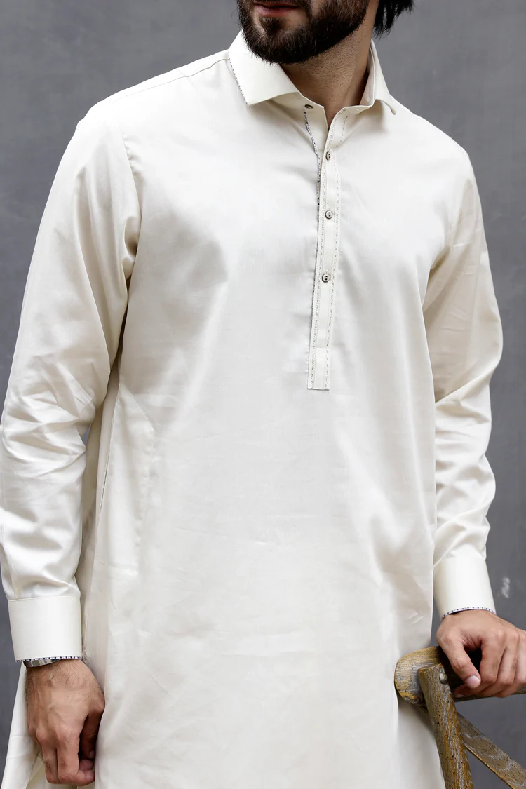 Cream Kameez Shalwar - ALWA-KS-096 - Image 3