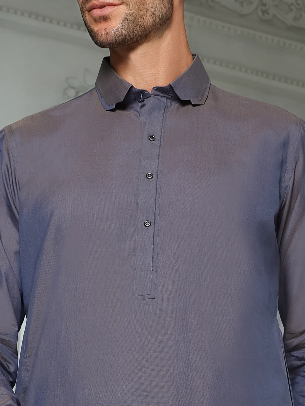Light Blue Blended Kameez Shalwar - ALWA-KS-129 - Image 2