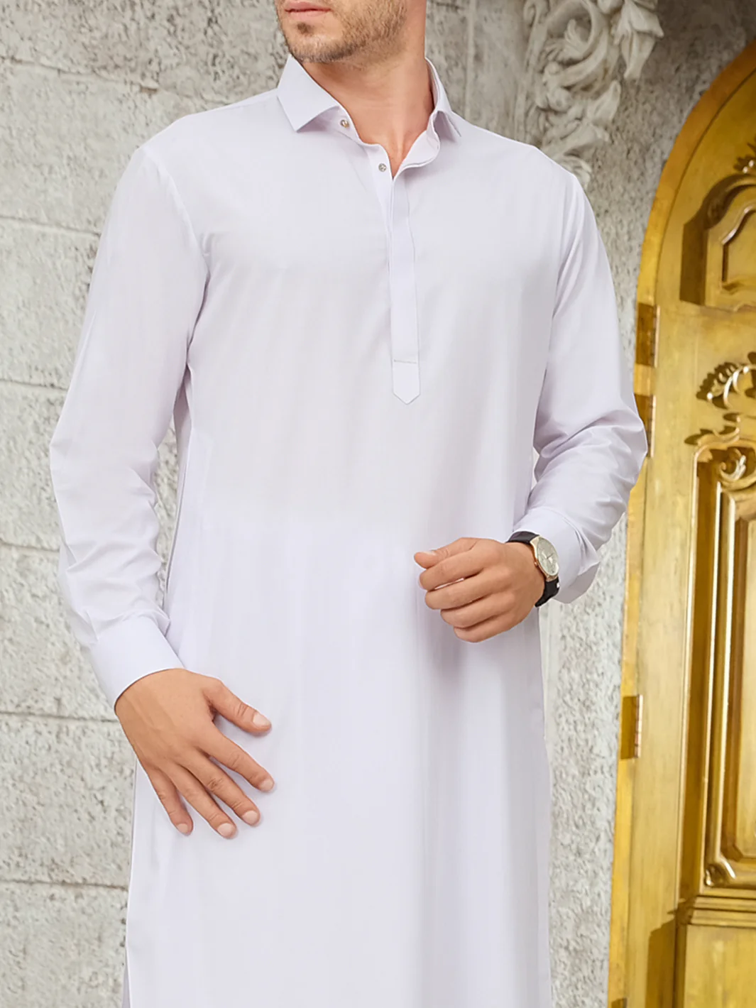 White Blended Kameez Shalwar - ALWA-KS-180 - Image 2