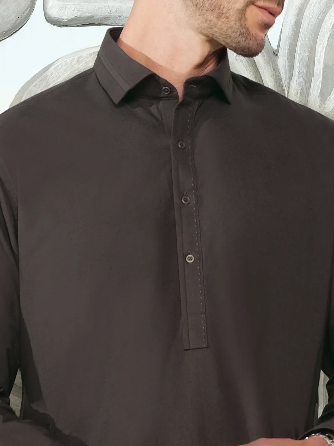 Grey Blended Kameez Shalwar - ALWA-KS-189 - Image 2