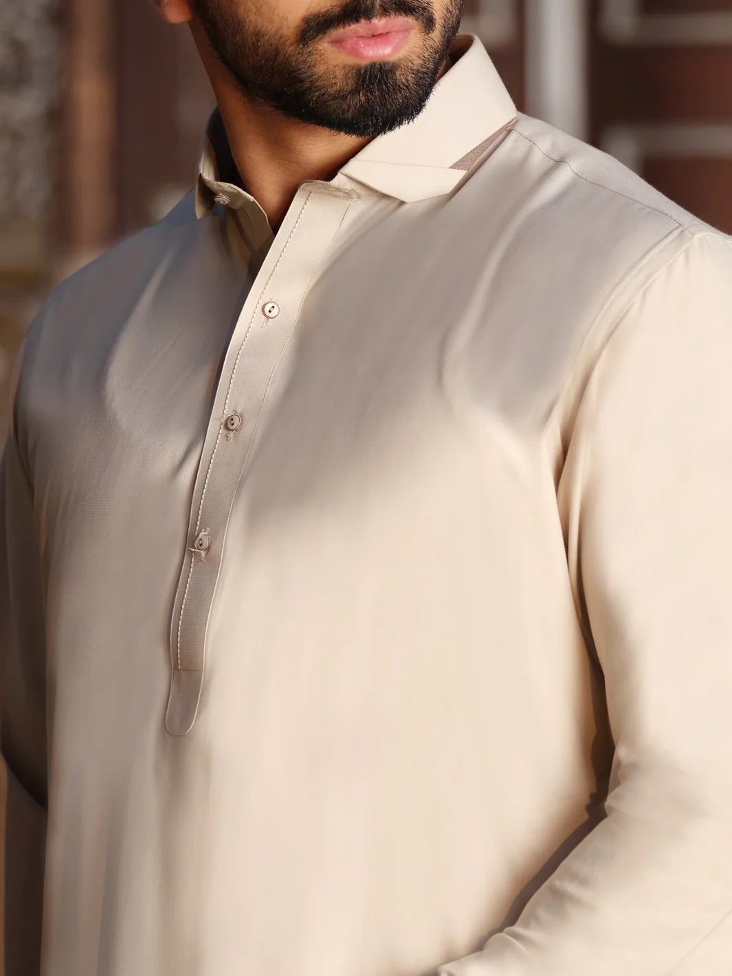 Beige Blended Kameez Shalwar - ALWA-KS-192 - Image 3