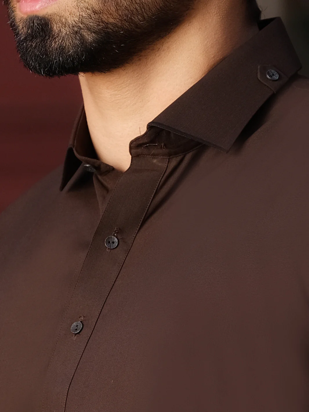 Dark Brown Blended Kameez Shalwar - ALWA-KS-196 - Image 3