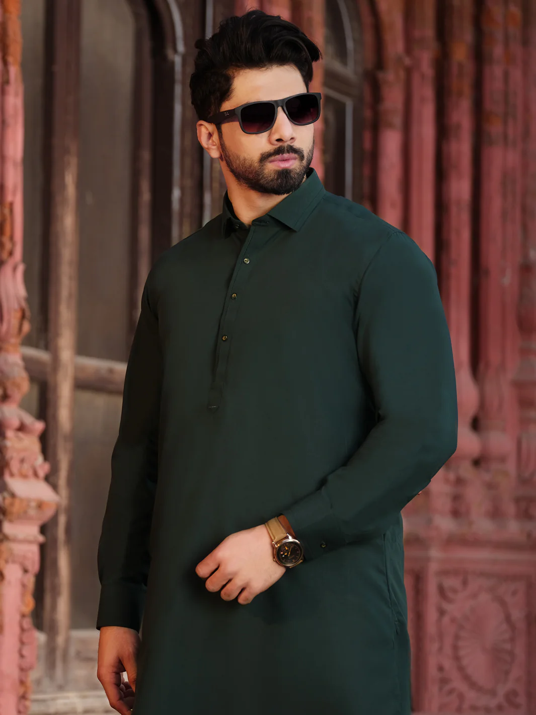 Green Blended Kameez Shalwar - ALWA-KS-199 - Image 3