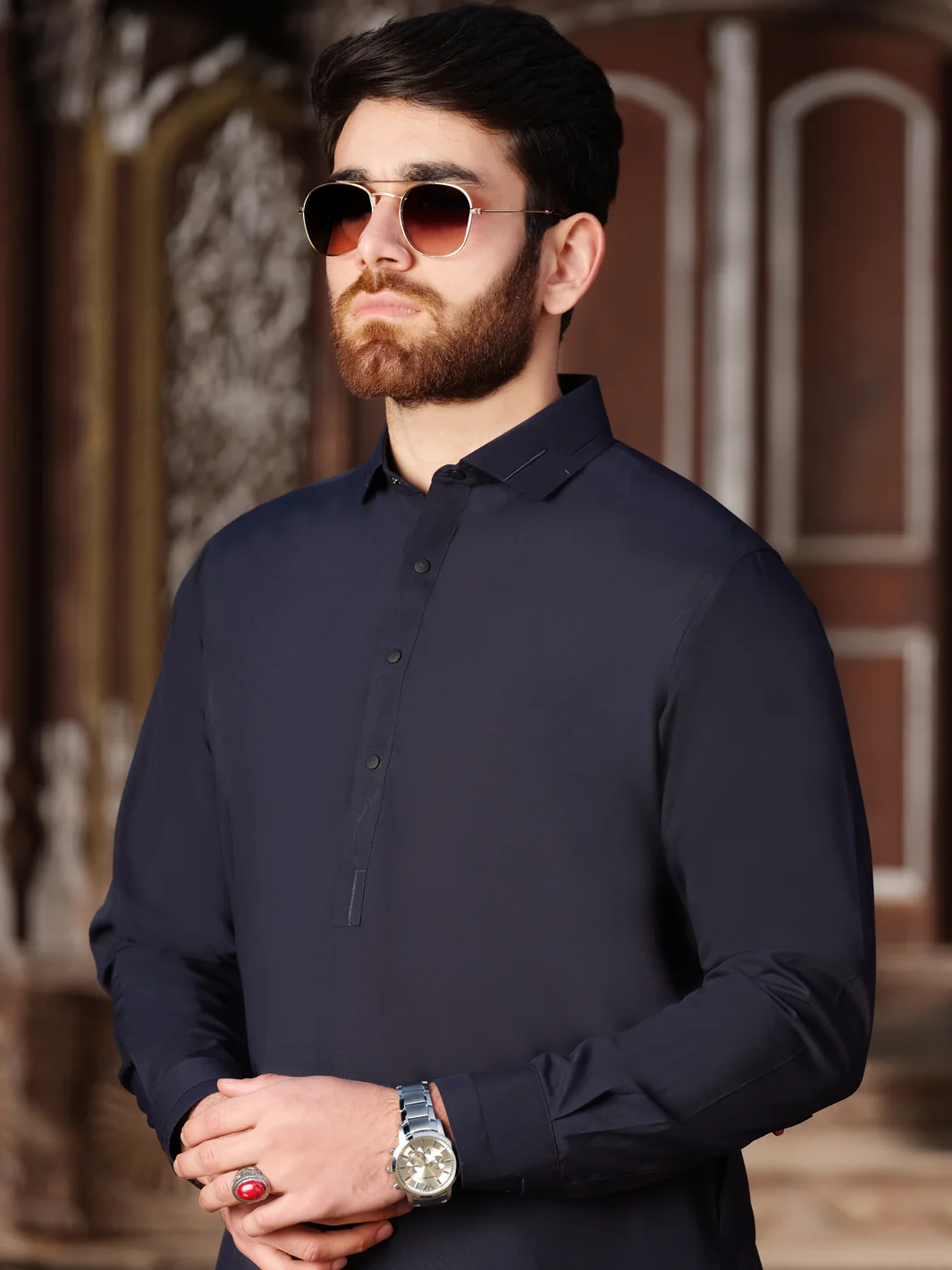 Blue Blended Kameez Shalwar - ALWA-KS-200 - Image 3
