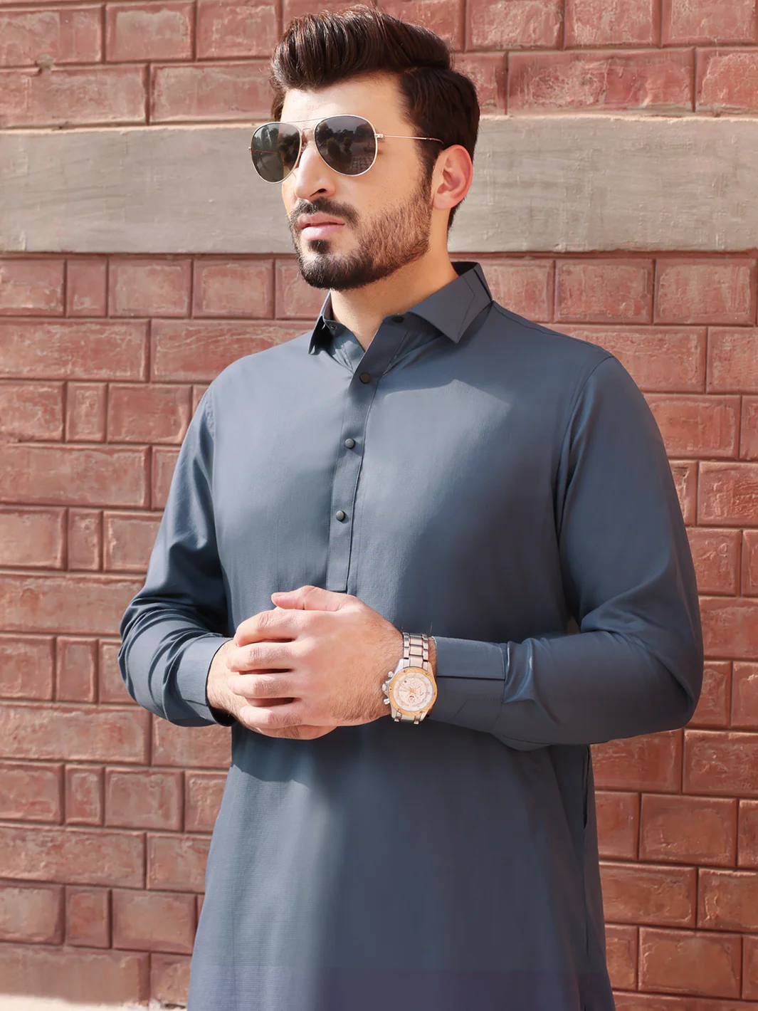 Blue Cotton Kameez Shalwar - ALWA-KS-216 - Image 2