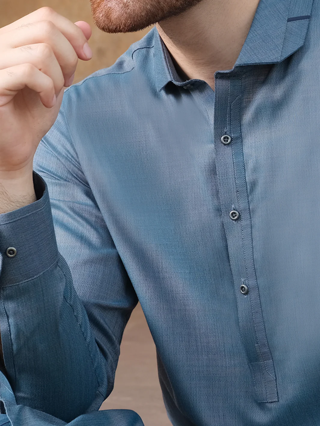 Blue Blended Kameez Shalwar - ALWA-KS-219 - Image 2