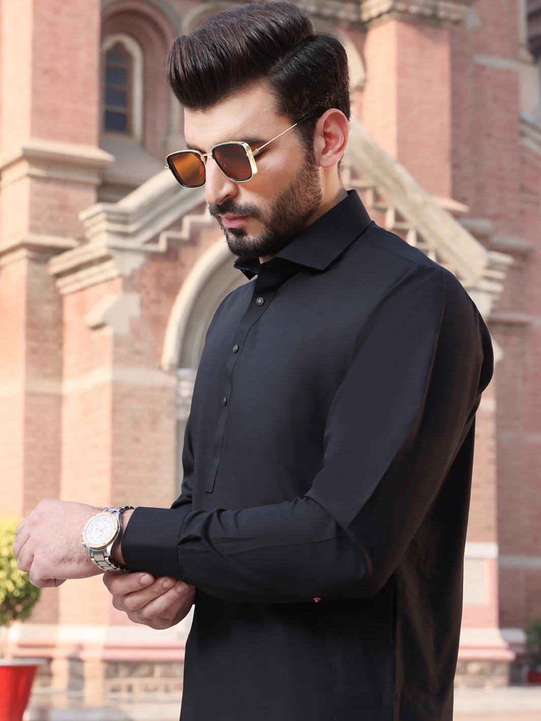 Black Blended Kameez Shalwar - ALWA-KS-228 - Image 2
