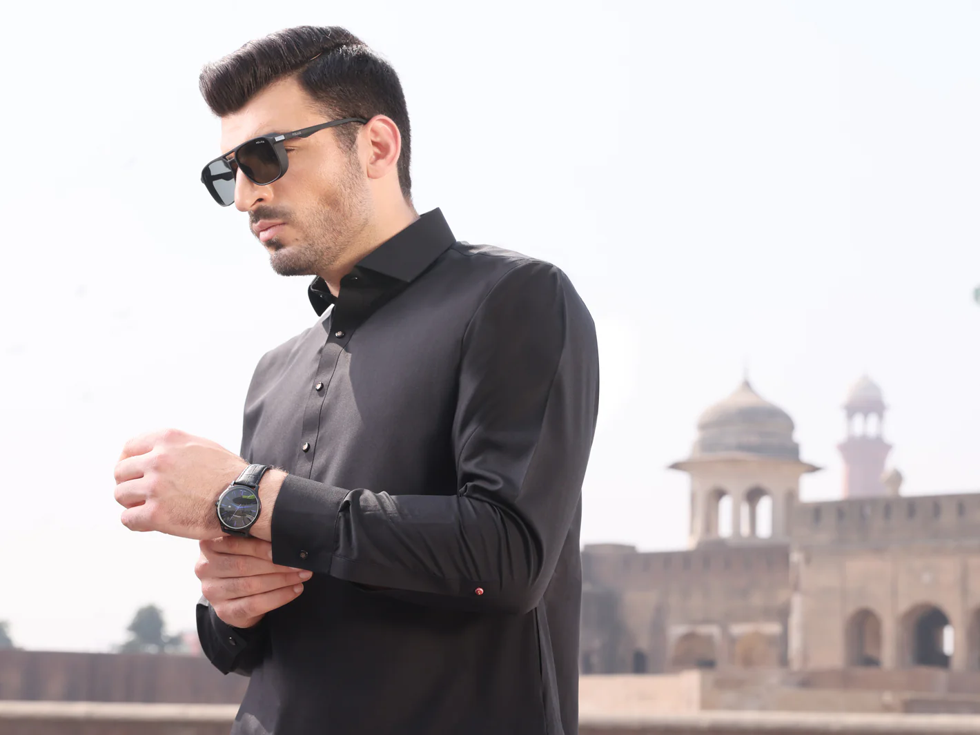 Black Blended Kameez Shalwar - ALWA-KS-231 - Image 3
