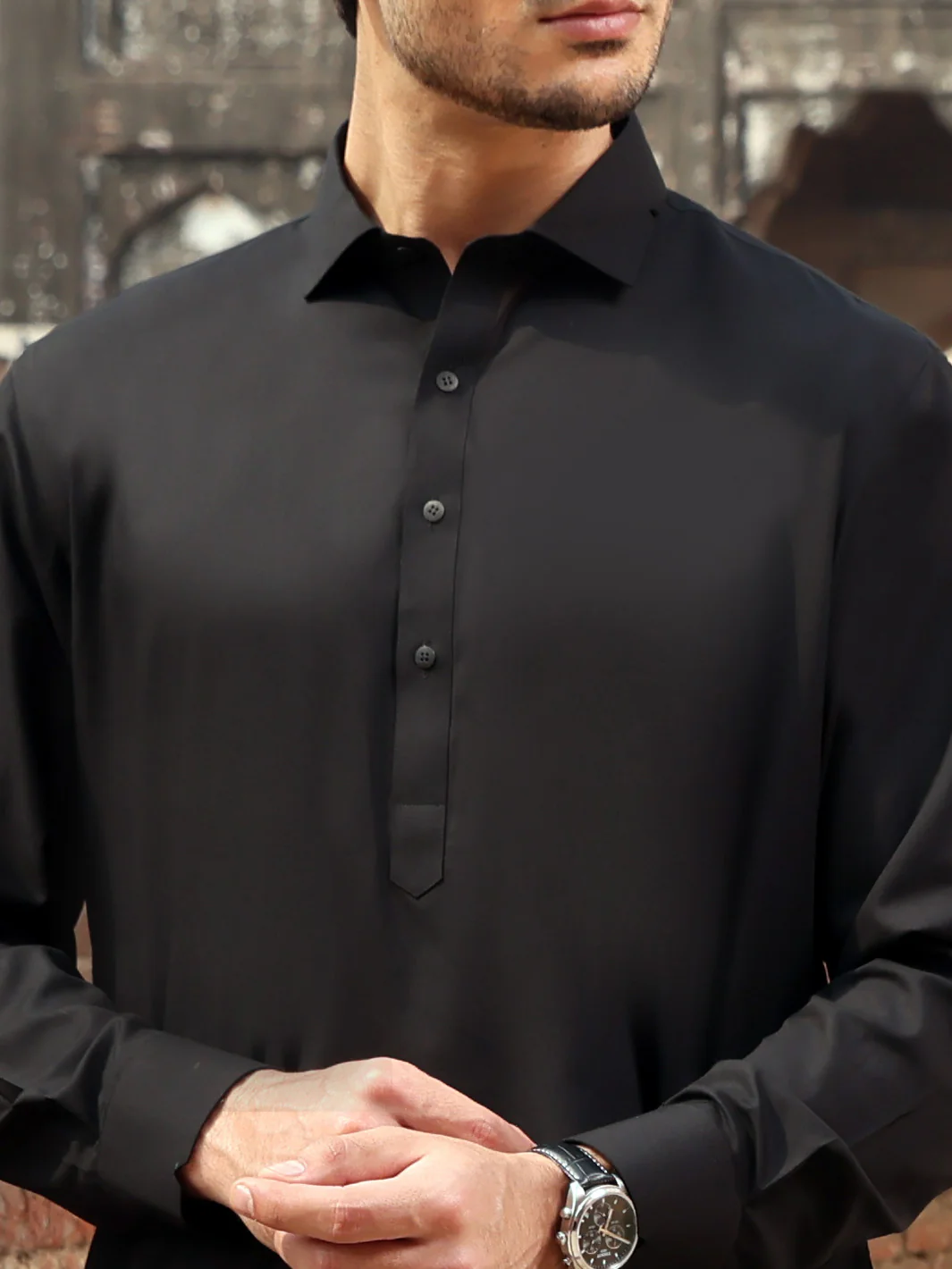 Black Blended Kameez Shalwar - ALWA-KS-234 - Image 3