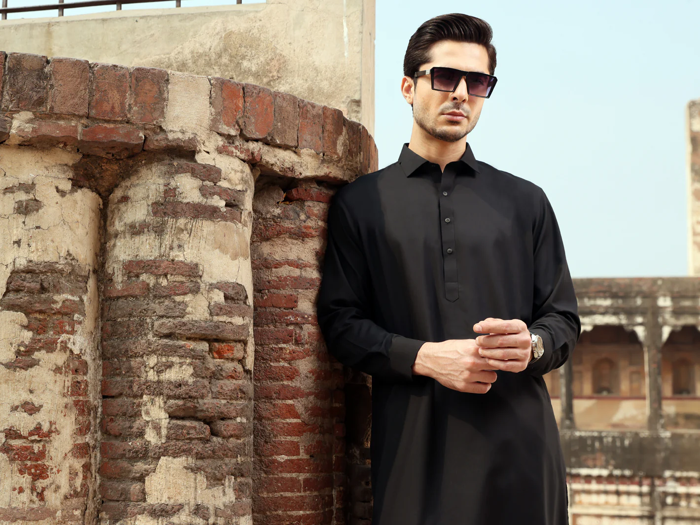 Black Blended Kameez Shalwar - ALWA-KS-234 - Image 4