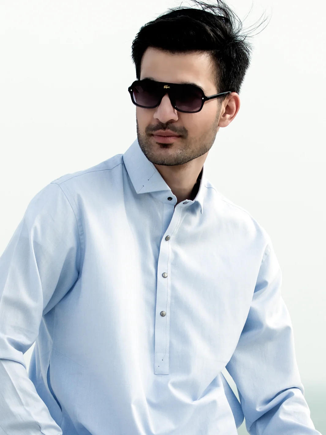 Light Blue Blended Kameez Shalwar - ALWA-KS-250 - Image 3