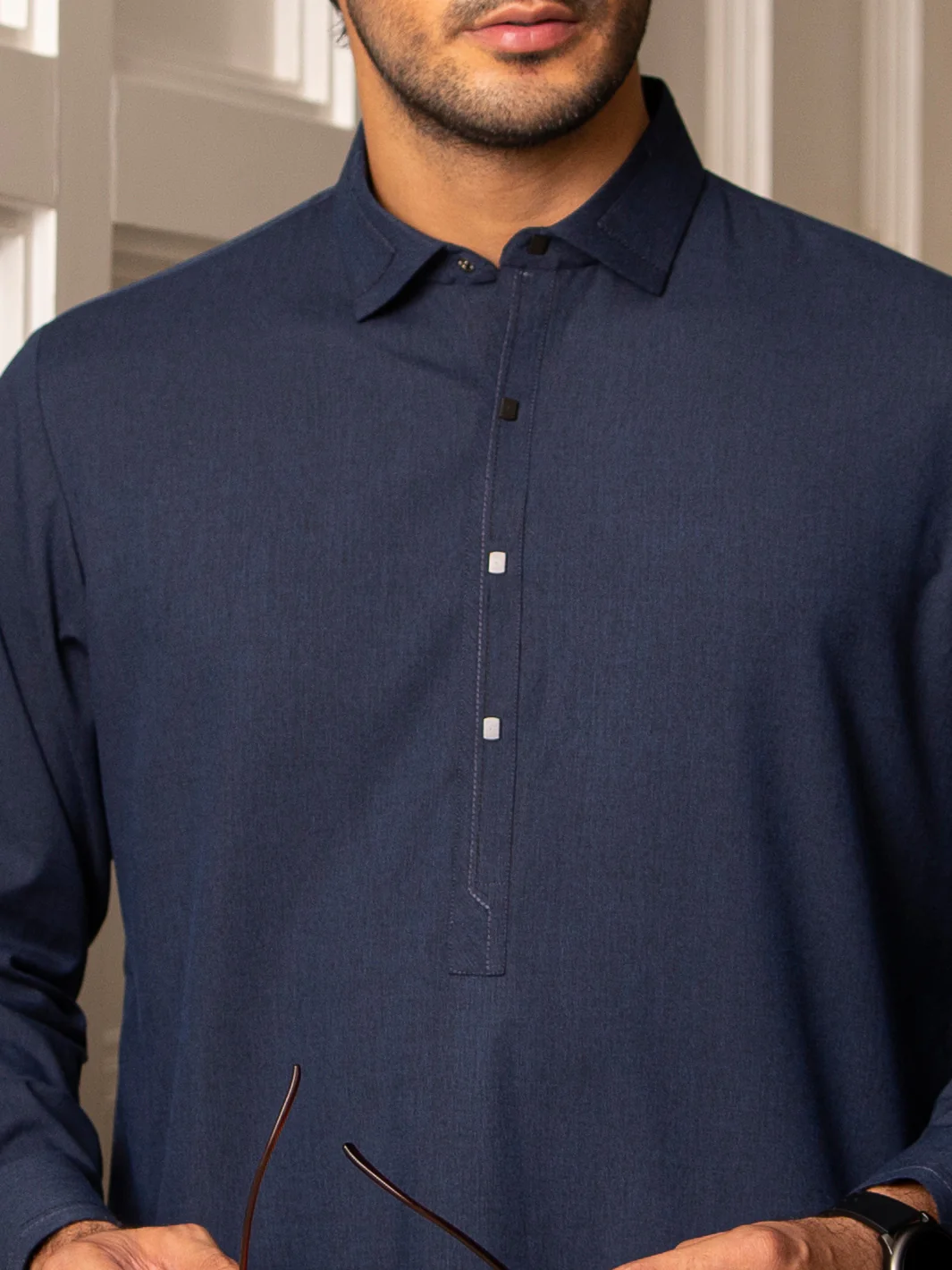 Blue Blended Kameez Shalwar - ALWA-KS-254 - Image 3