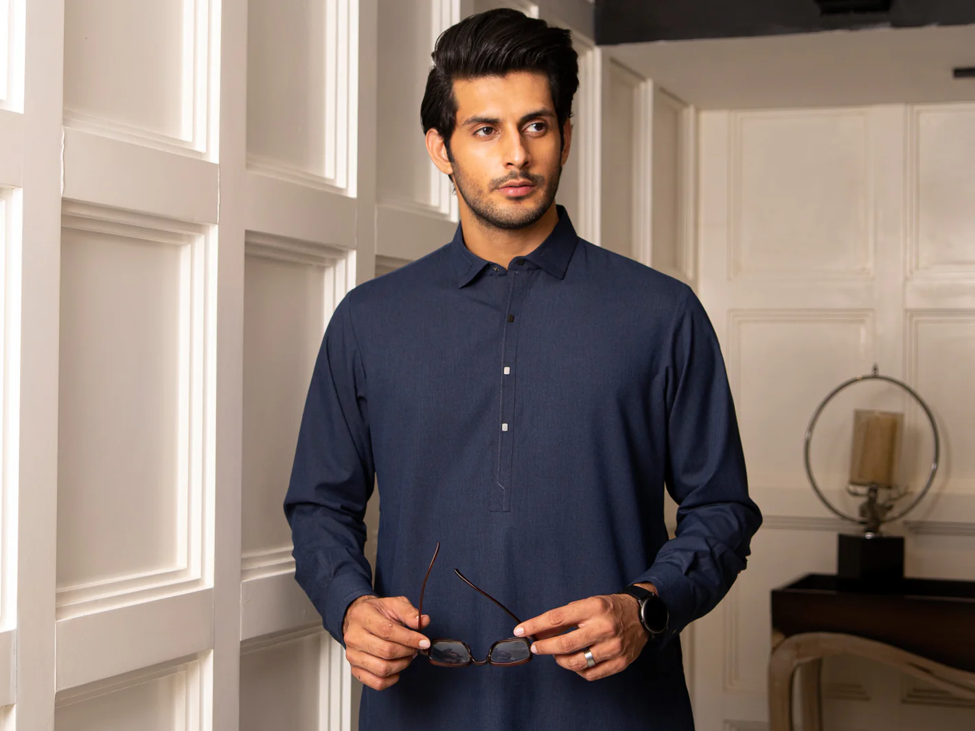 Blue Blended Kameez Shalwar - ALWA-KS-254 - Image 4