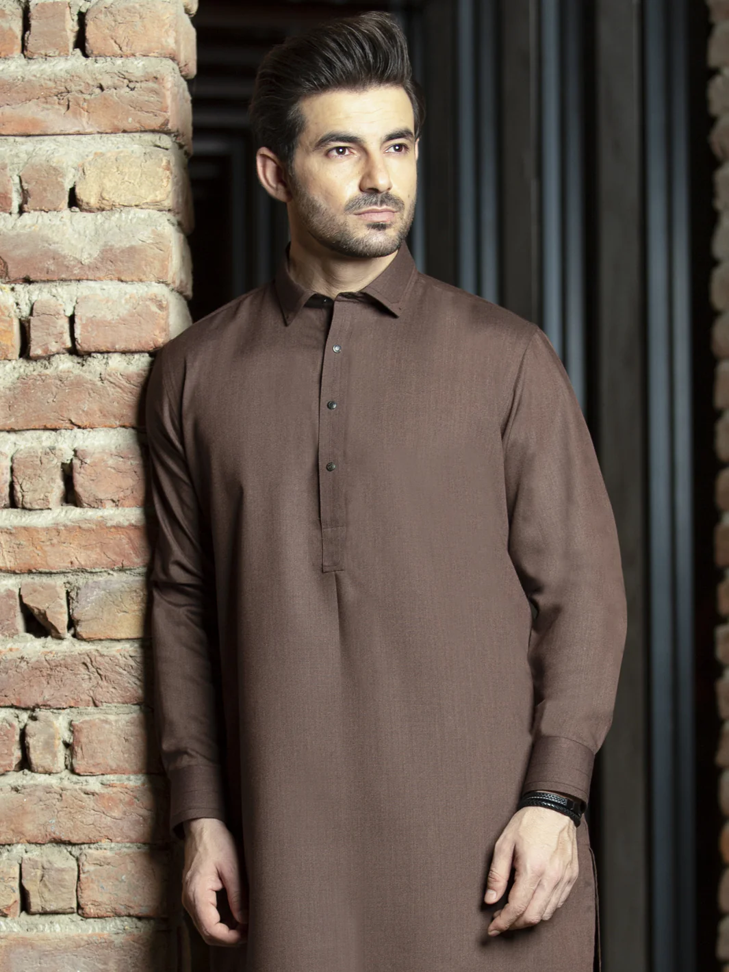 Brown Blended Kameez Shalwar - ALWA-KS-260 - Image 2