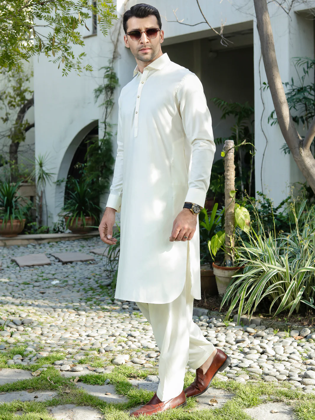 Off White Kameez Shalwar - ALWA-KS-277