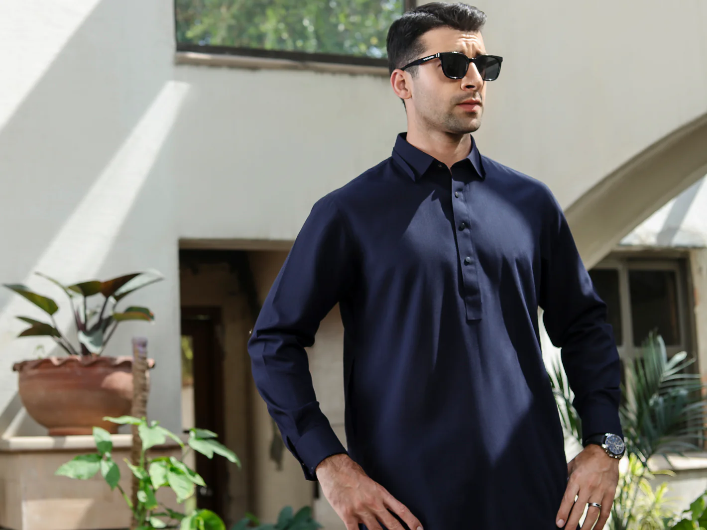 Dark Blue Kameez Shalwar - ALWA-KS-279 - Image 5