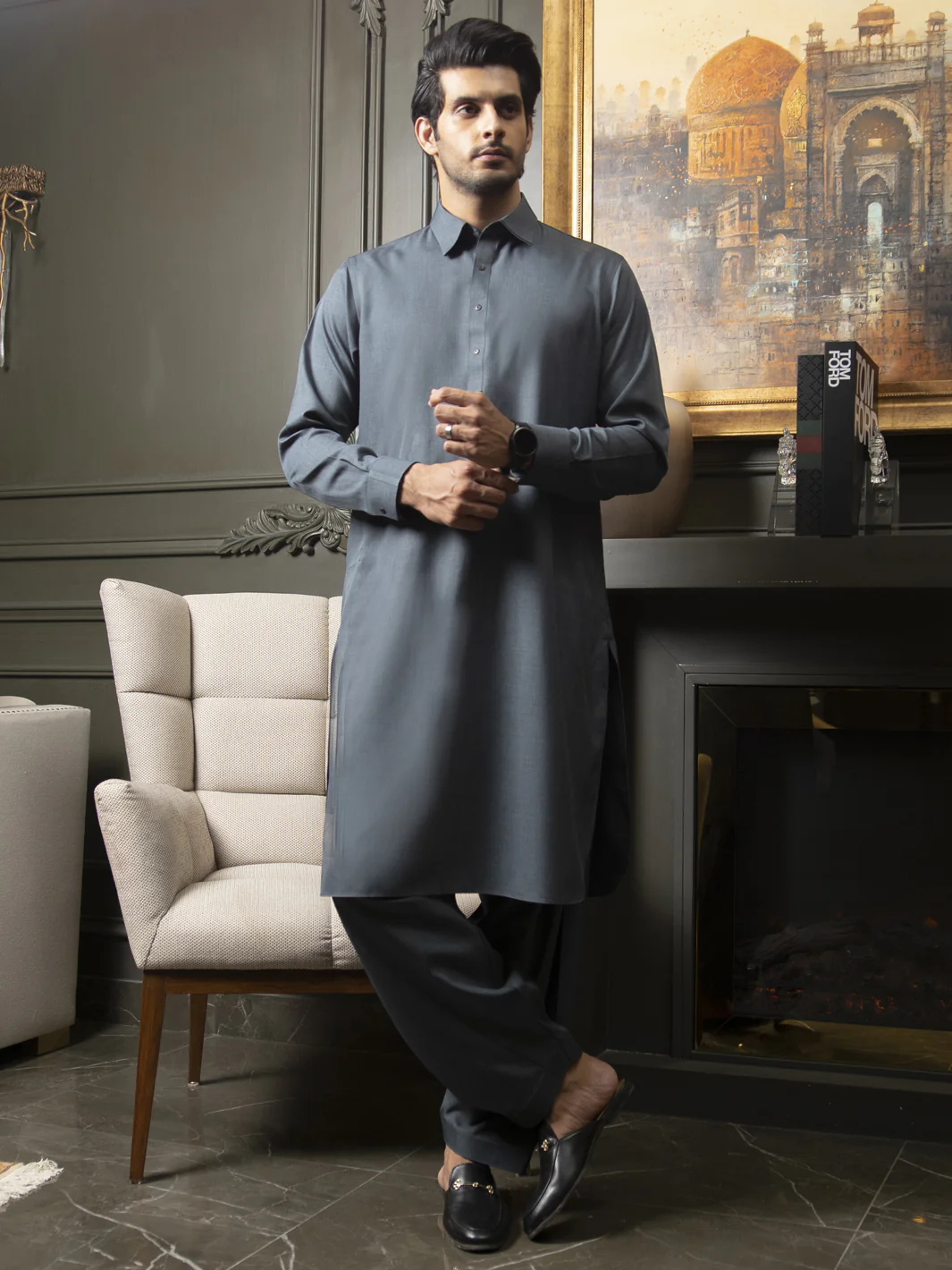 Green Kameez Shalwar - ALWA-KS-296