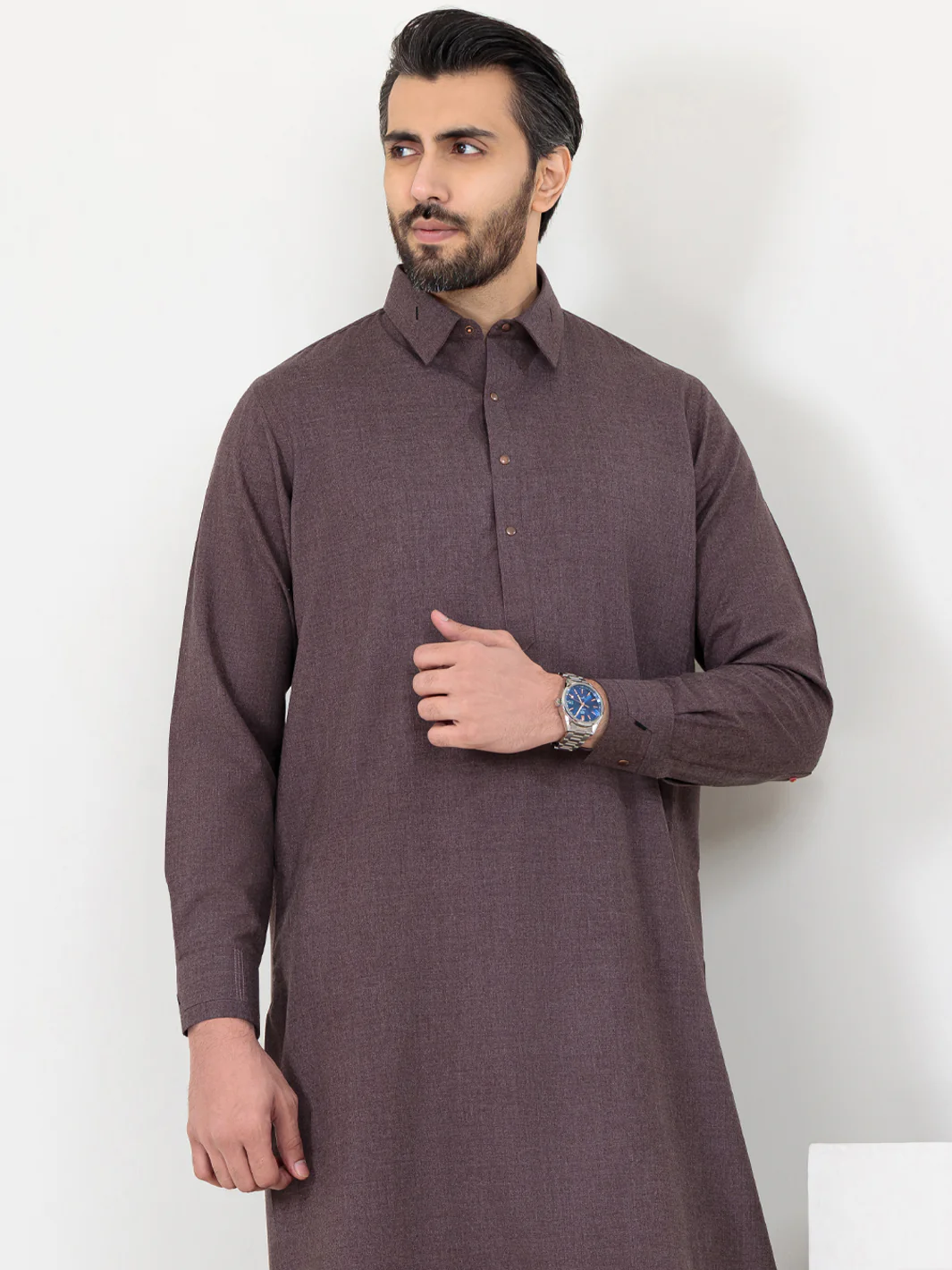 Brown Blended Kameez Shalwar - ALWA-KS-300 - Image 4