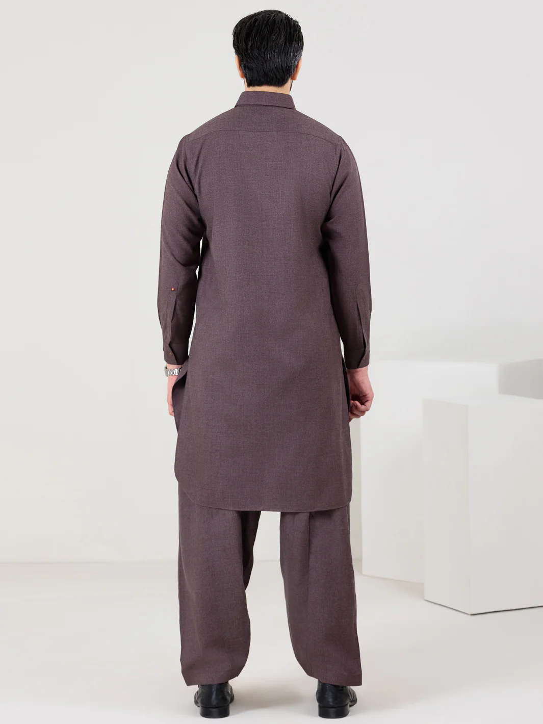 Brown Blended Kameez Shalwar - ALWA-KS-300 - Image 5