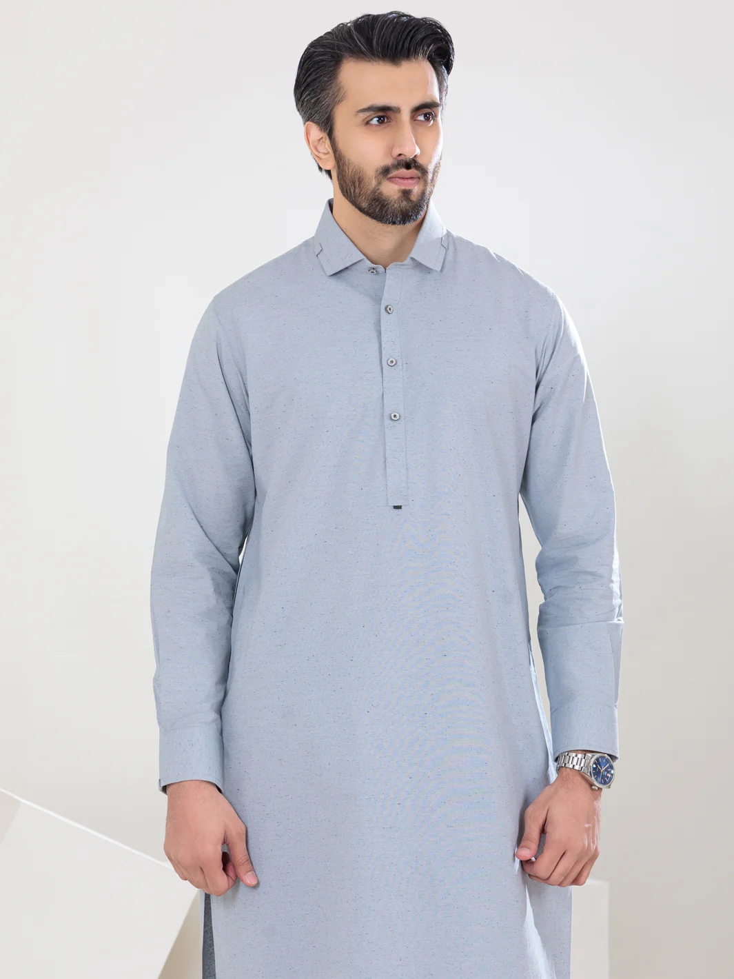 Grey Blended Kameez Shalwar - ALWA-KS-304 - Image 3