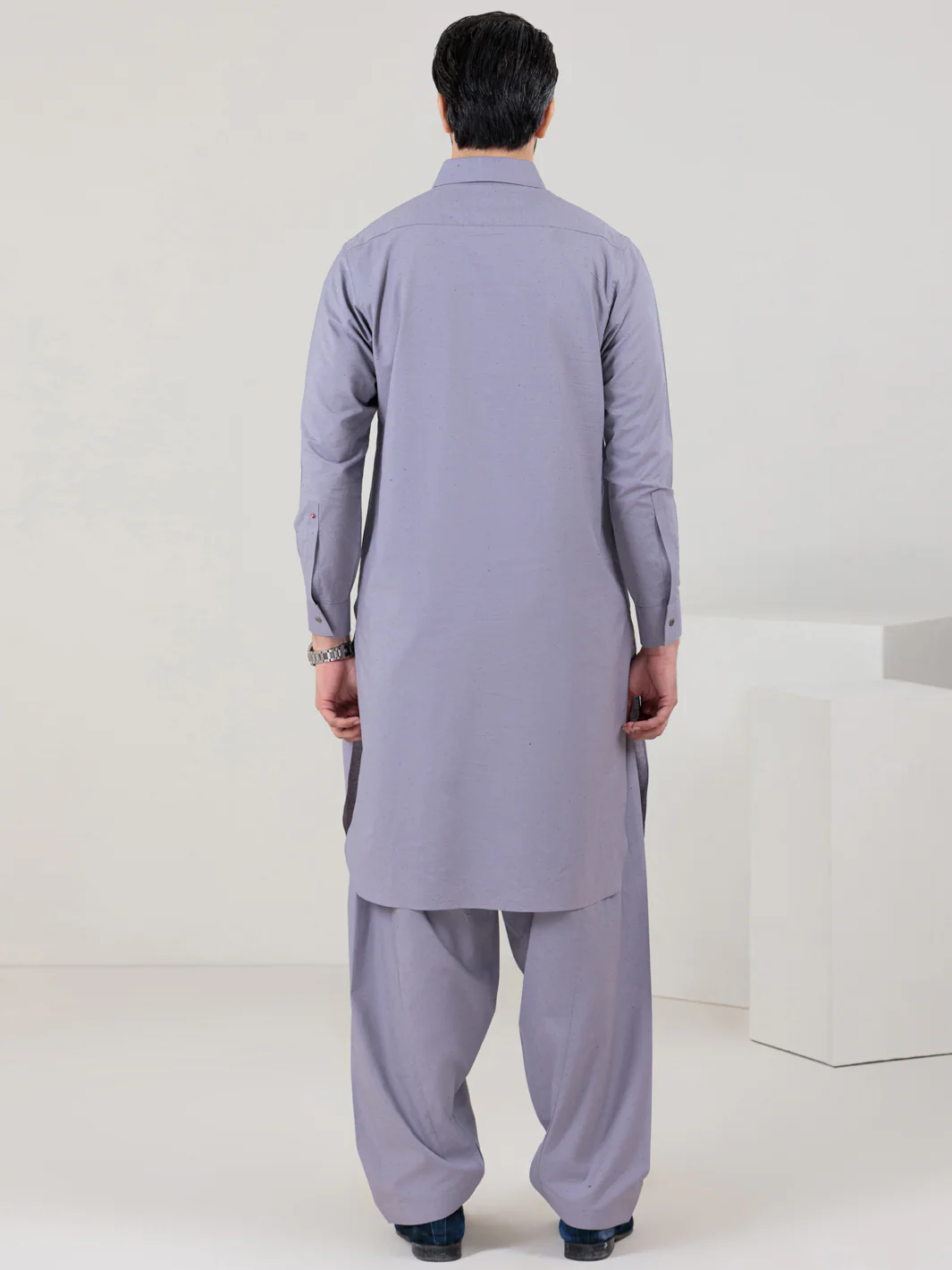 Light Grey Blended Kameez Shalwar - ALWA-KS-305 - Image 5